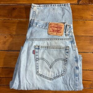 Levi 560 Jeans Men 36x34 (Fits 36x32) Light Blue Comfort Fit Tapered Grunge *SEE